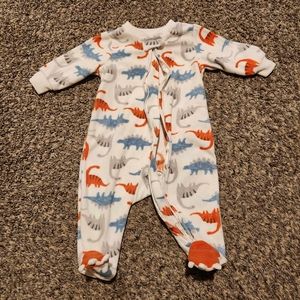 Baby boy 0-3m carter's fleece multicolored dinosaur Pajamas